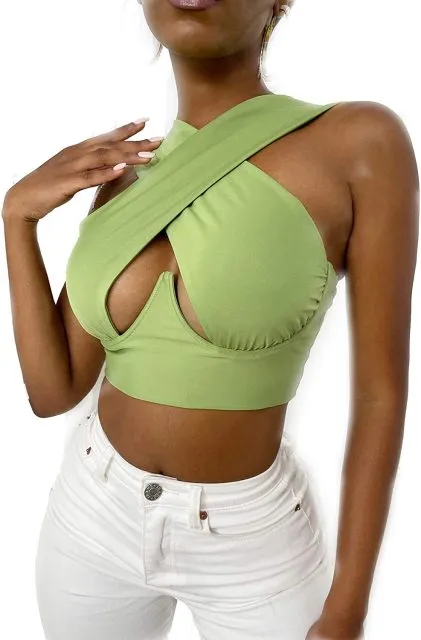 Criss-Cross Sleeveless Cut-Out Crop Top