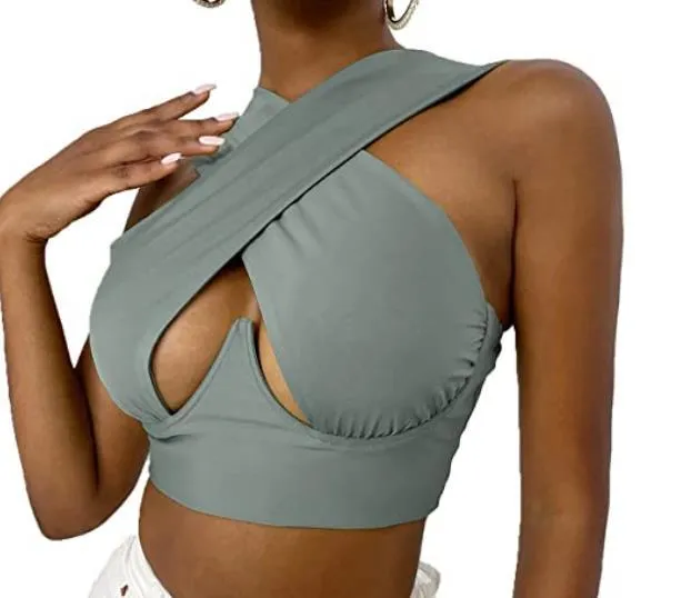 Criss-Cross Sleeveless Cut-Out Crop Top