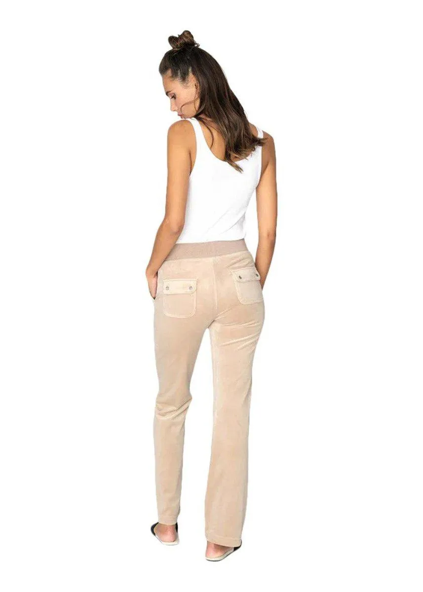 Del Ray Classic Velour Pant Pocket Design - Warm Taupe