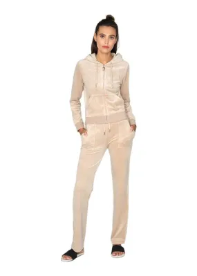 Del Ray Classic Velour Pant Pocket Design - Warm Taupe