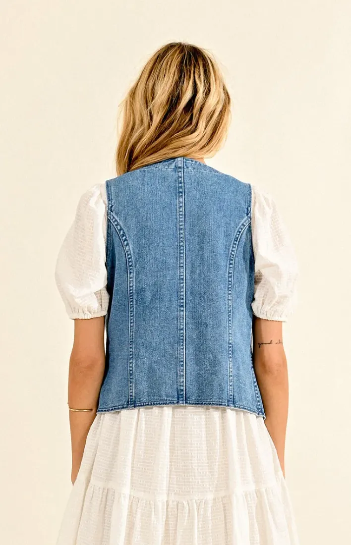 Denim Button Down Vest