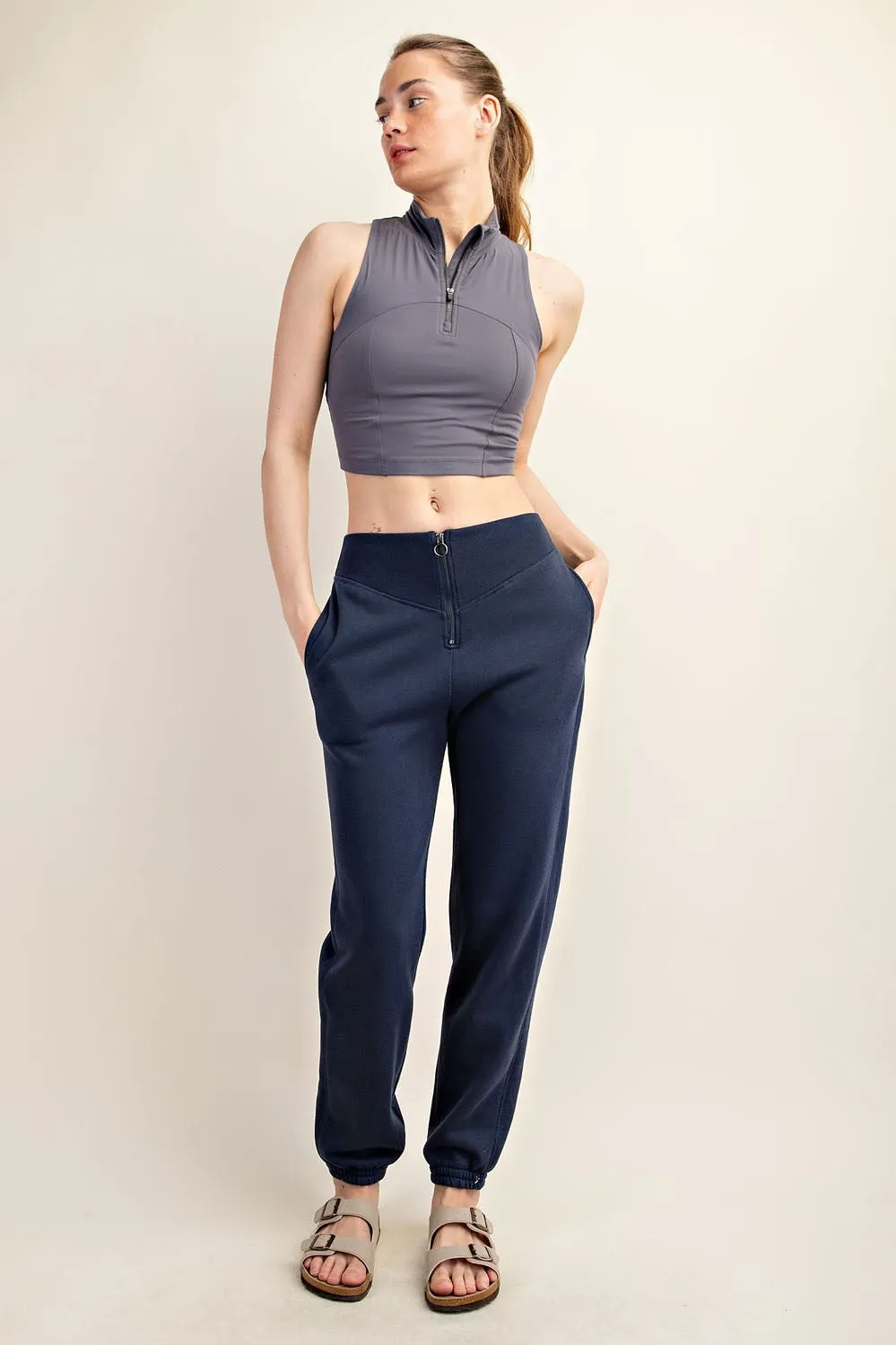 Fleece French Terry Zip Up Sweatpants | RAE MODE