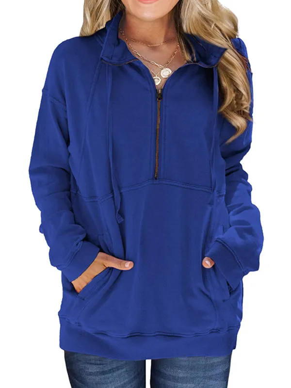 Half Zip Oversized Long Sleeve Sweatshirts