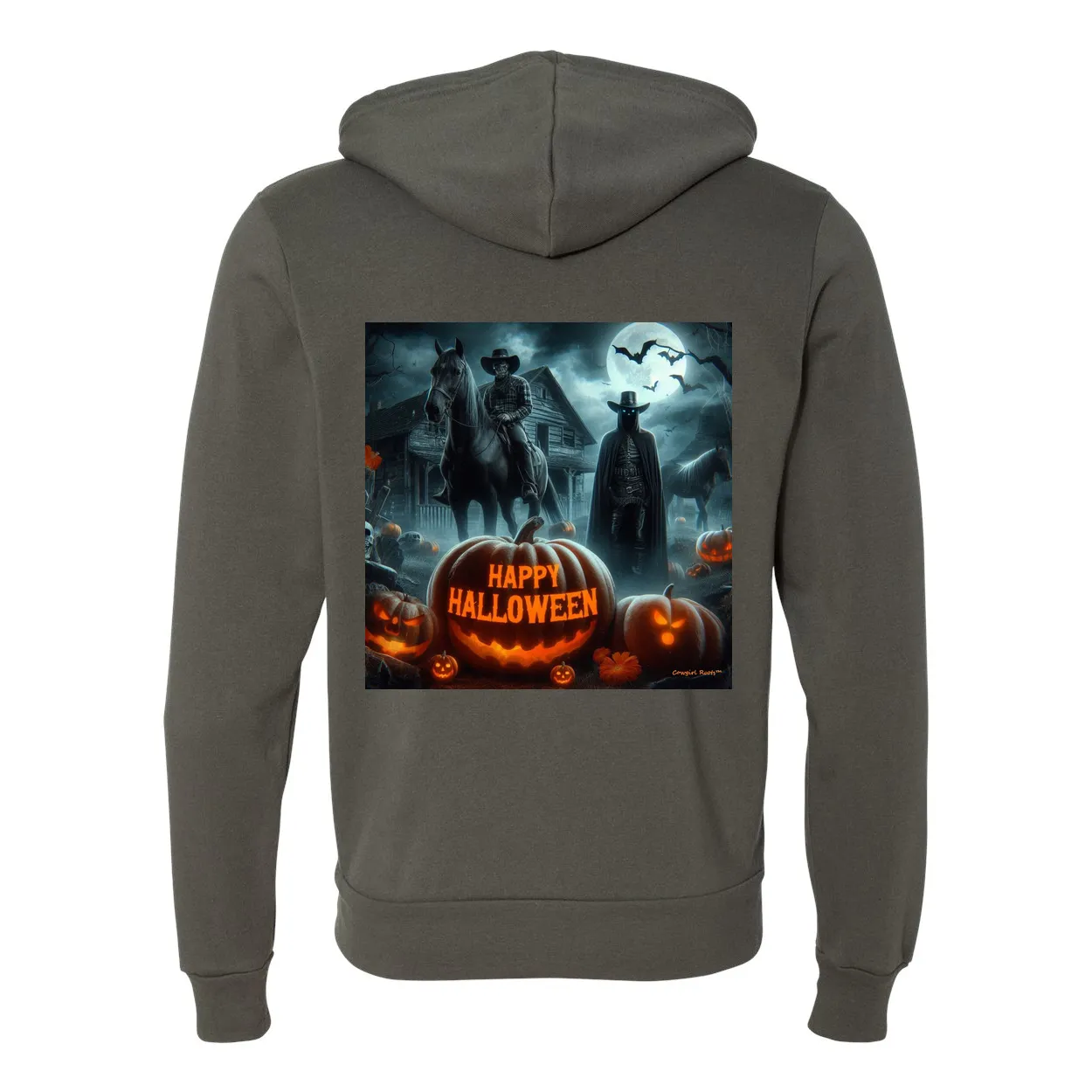 Happy Western Hallows Eve Hooded Zip Up Sweatshirt