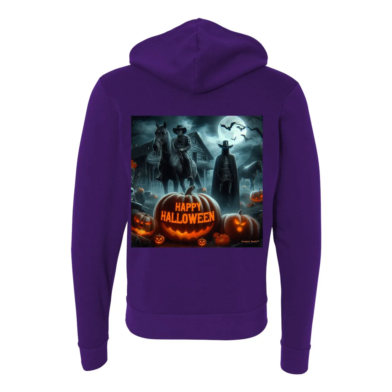 Happy Western Hallows Eve Hooded Zip Up Sweatshirt