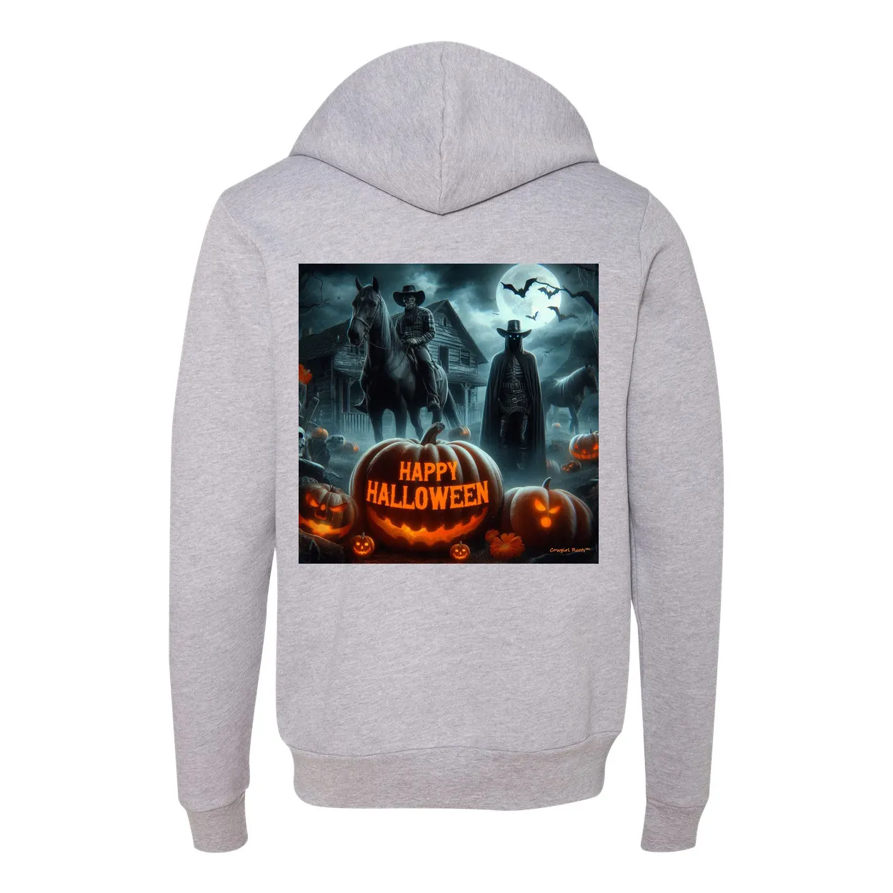 Happy Western Hallows Eve Hooded Zip Up Sweatshirt