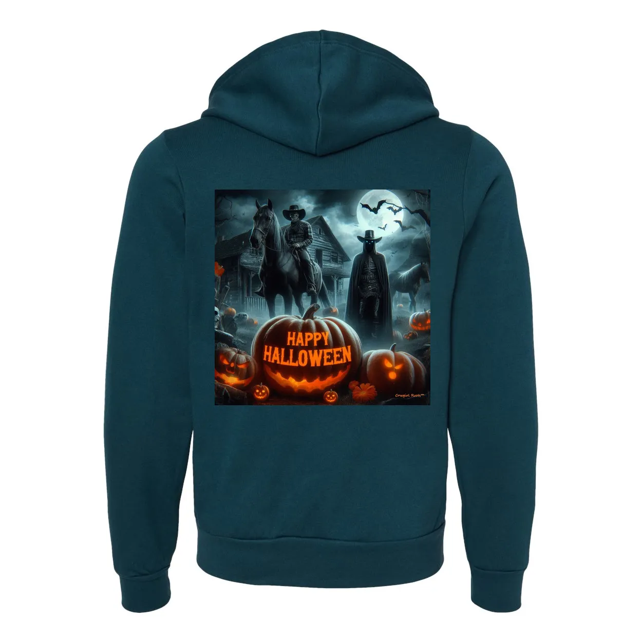 Happy Western Hallows Eve Hooded Zip Up Sweatshirt