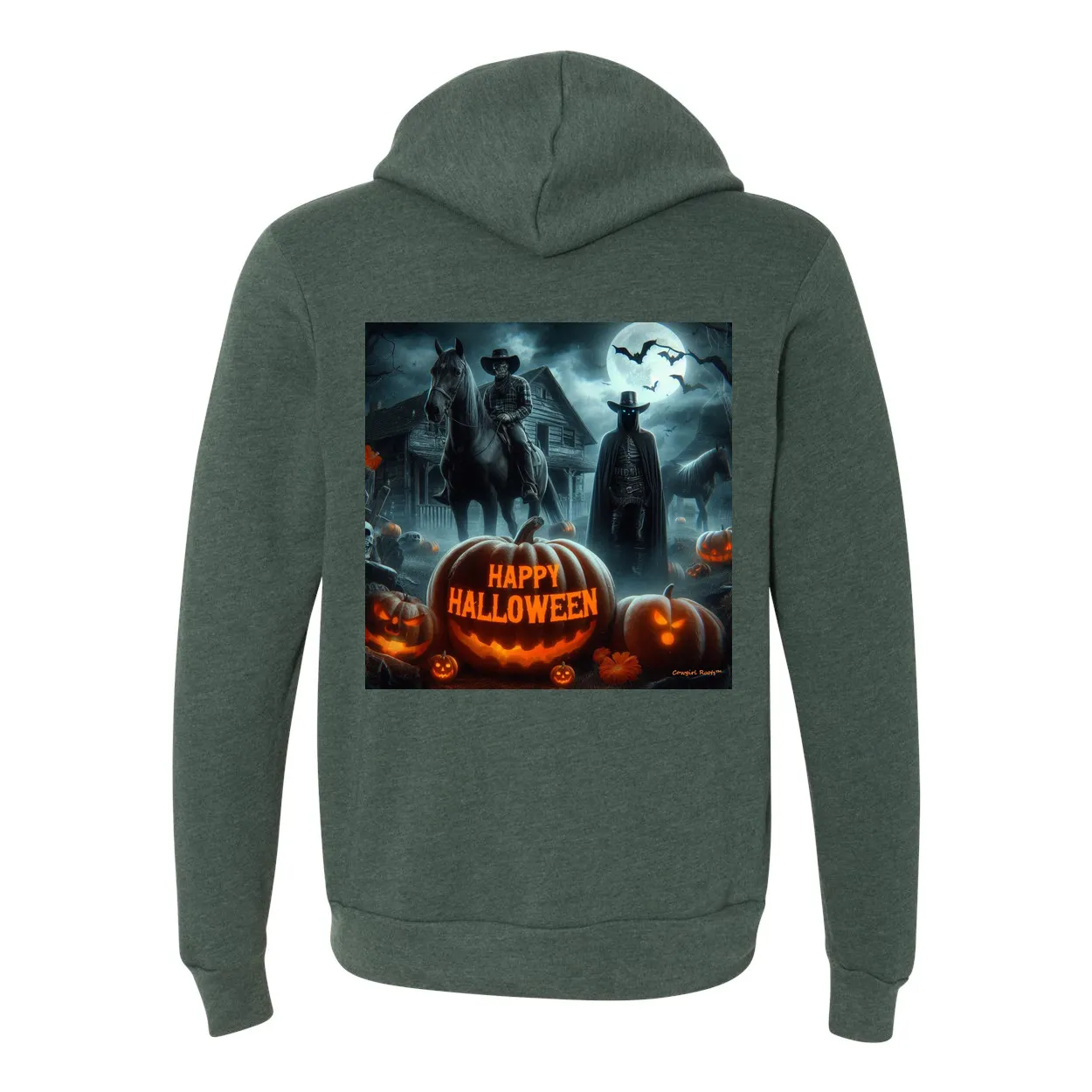 Happy Western Hallows Eve Hooded Zip Up Sweatshirt
