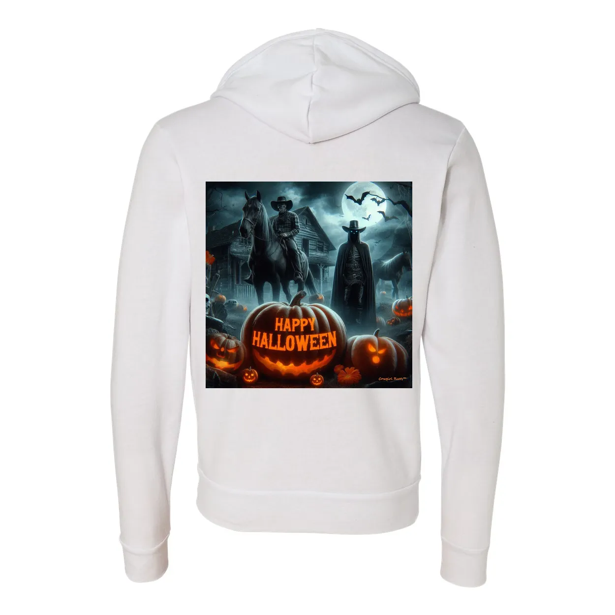 Happy Western Hallows Eve Hooded Zip Up Sweatshirt