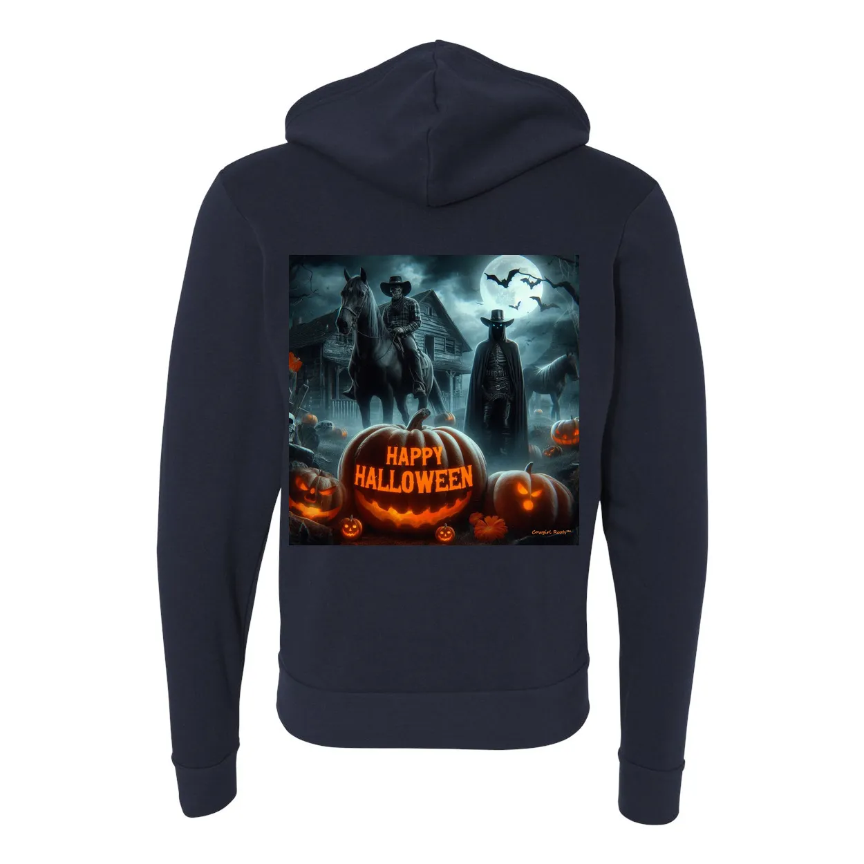 Happy Western Hallows Eve Hooded Zip Up Sweatshirt