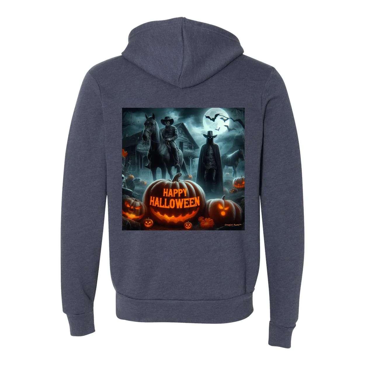 Happy Western Hallows Eve Hooded Zip Up Sweatshirt