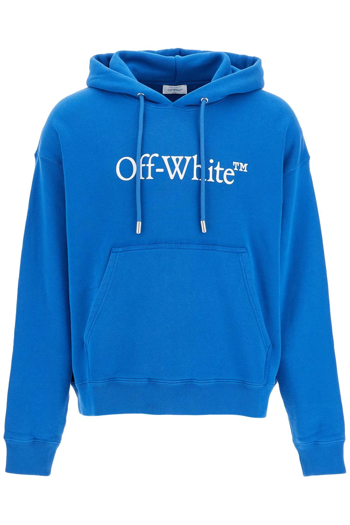 hooded sweatshirt with logo print OMBB085F24FLE003 TRUE BLUE - WHITE