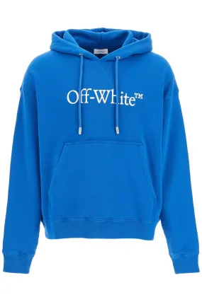 hooded sweatshirt with logo print OMBB085F24FLE003 TRUE BLUE - WHITE