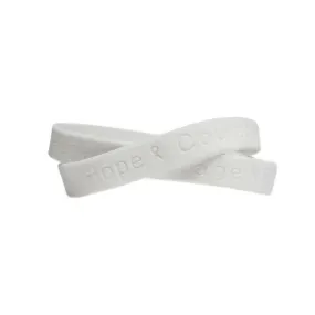Hope Courage Faith White Rubber Bracelet Wristband - Adult 8"