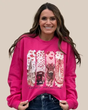 Howdy Valentine Highland Cow Sweatshirt