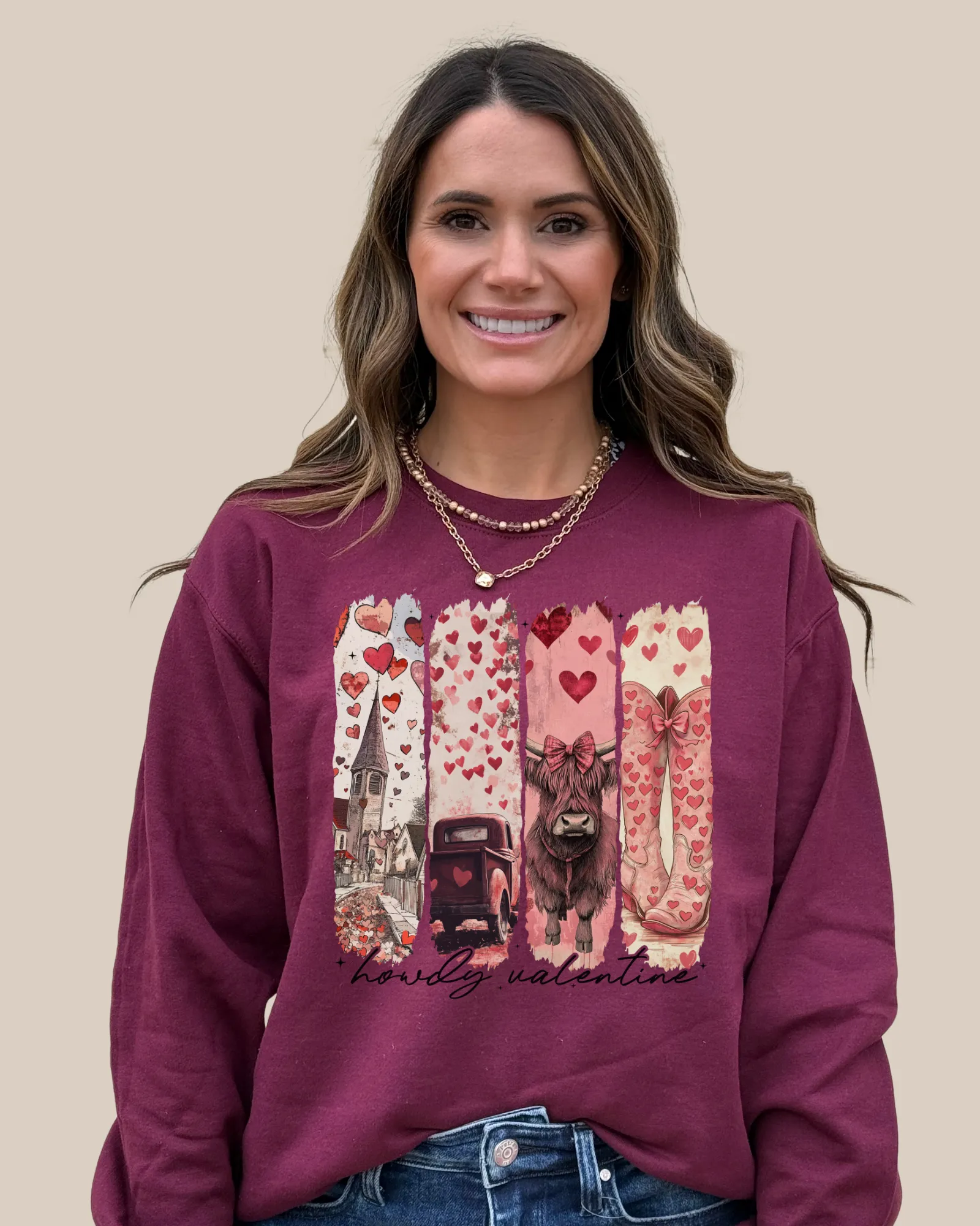 Howdy Valentine Highland Cow Sweatshirt