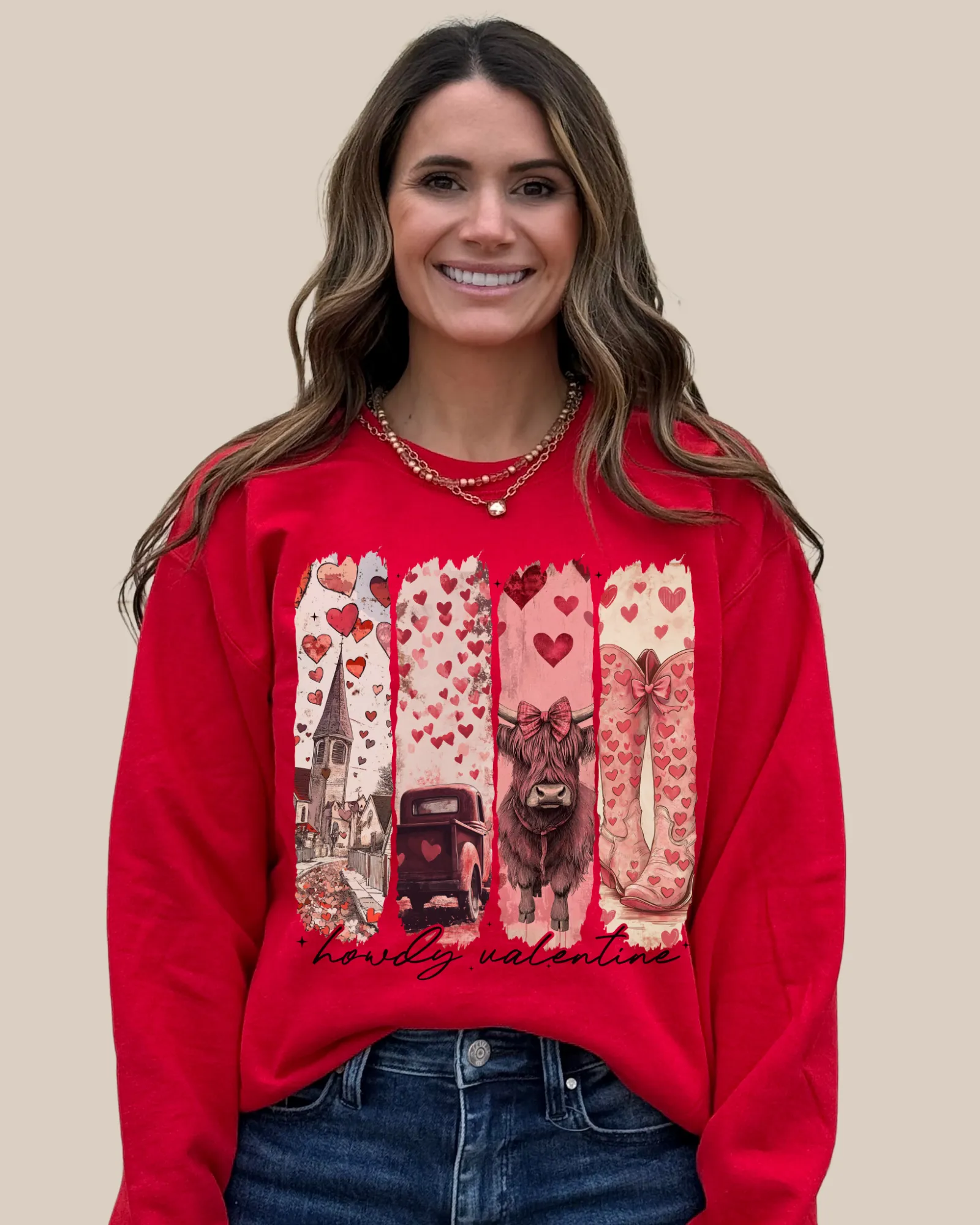 Howdy Valentine Highland Cow Sweatshirt