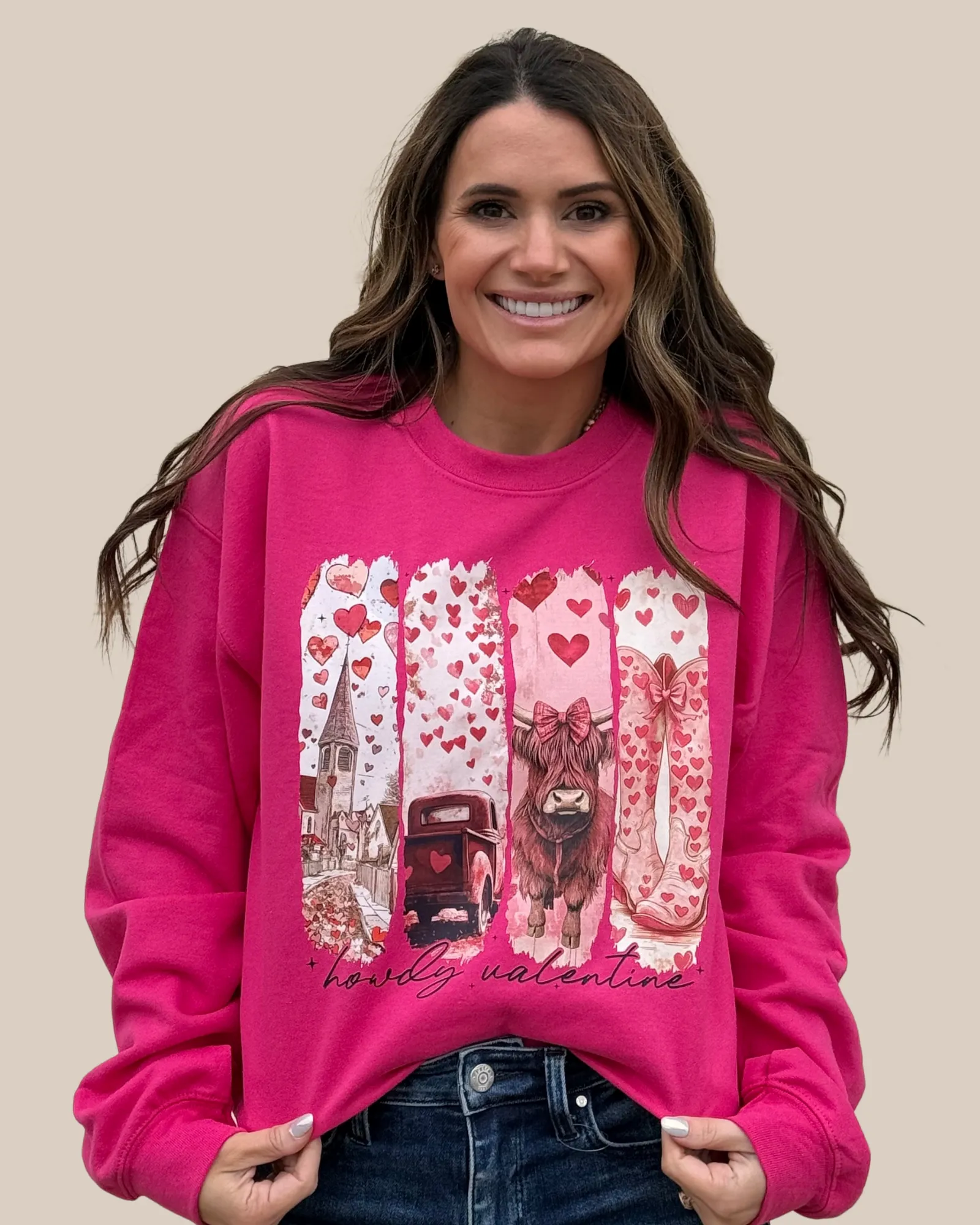 Howdy Valentine Highland Cow Sweatshirt