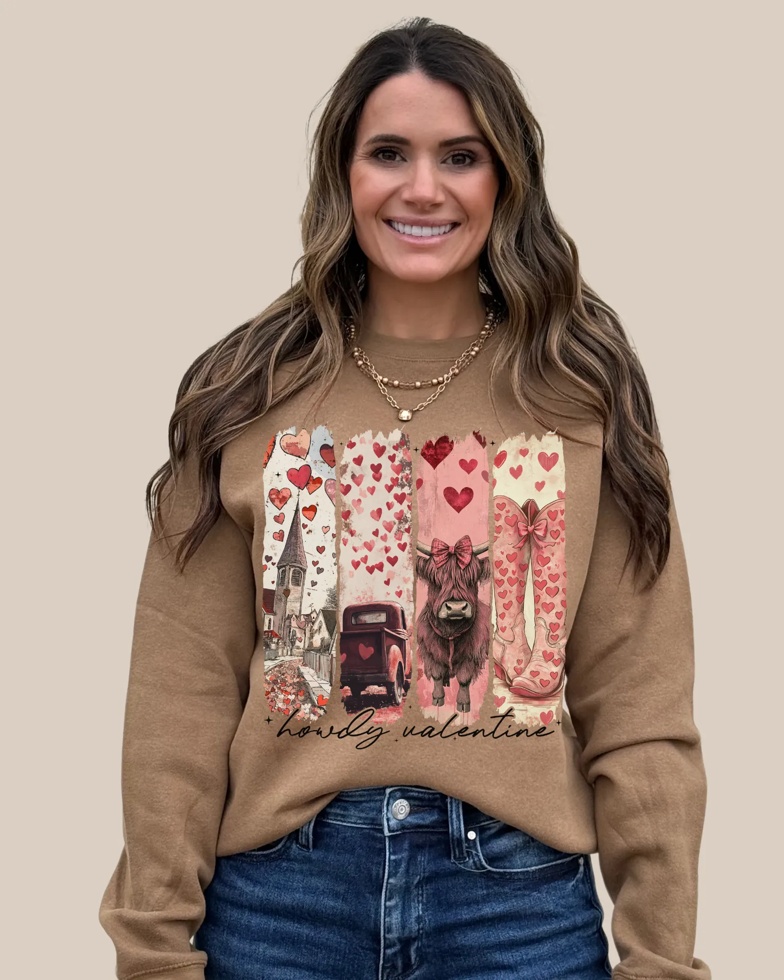 Howdy Valentine Highland Cow Sweatshirt