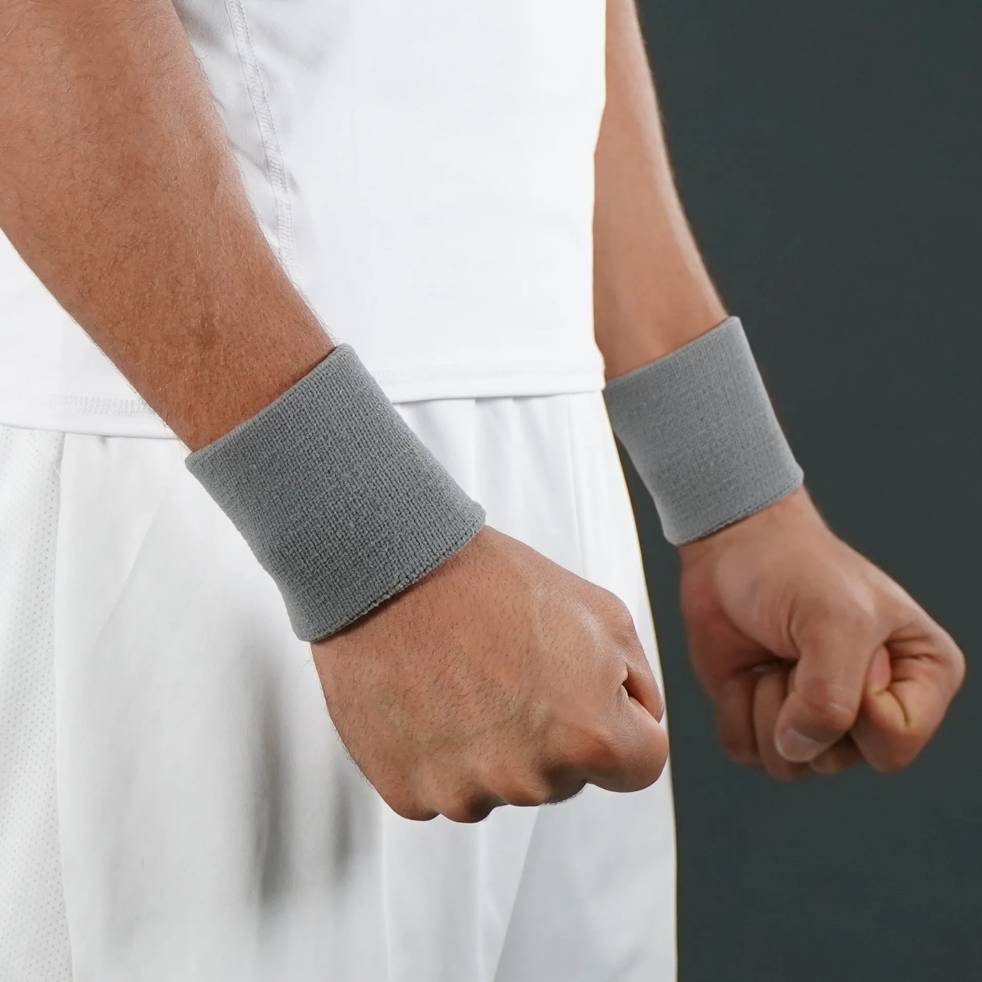 Hue Gray Cotton Wristbands (Pair)