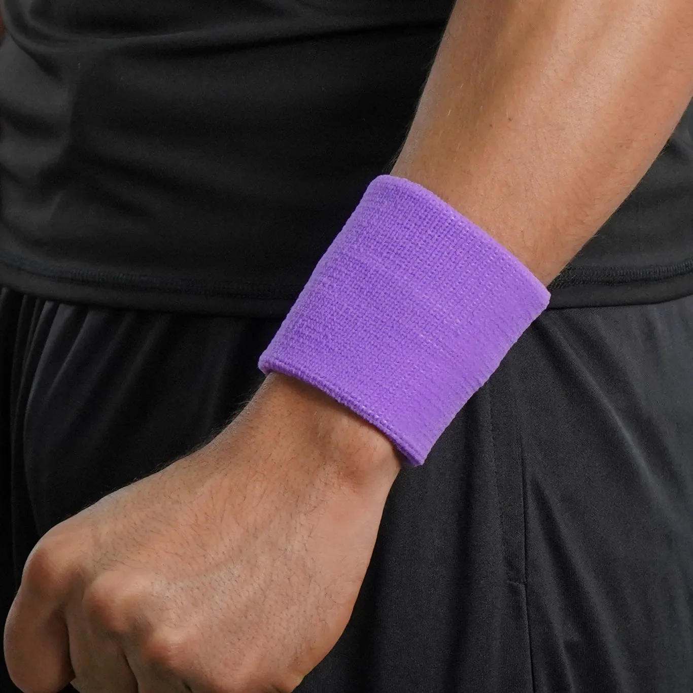 Hue Purple Cotton Wristbands (Pair)