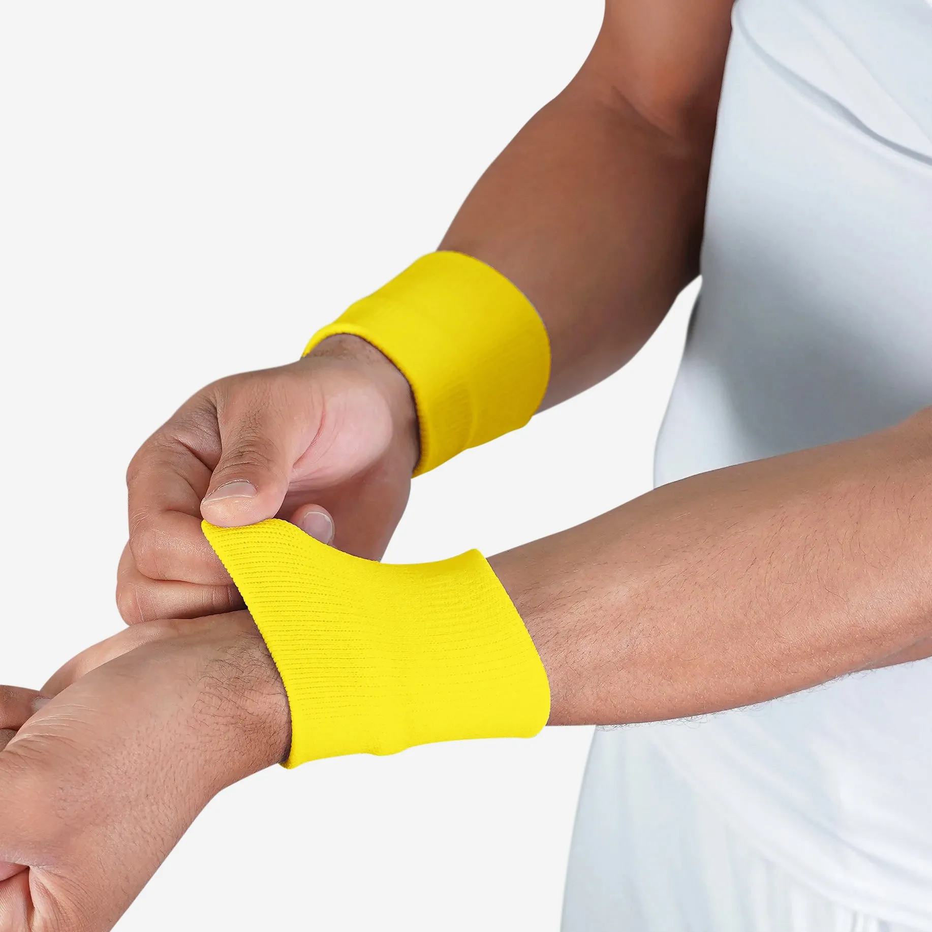 Hue Yellow Cotton Wristbands (Pair)
