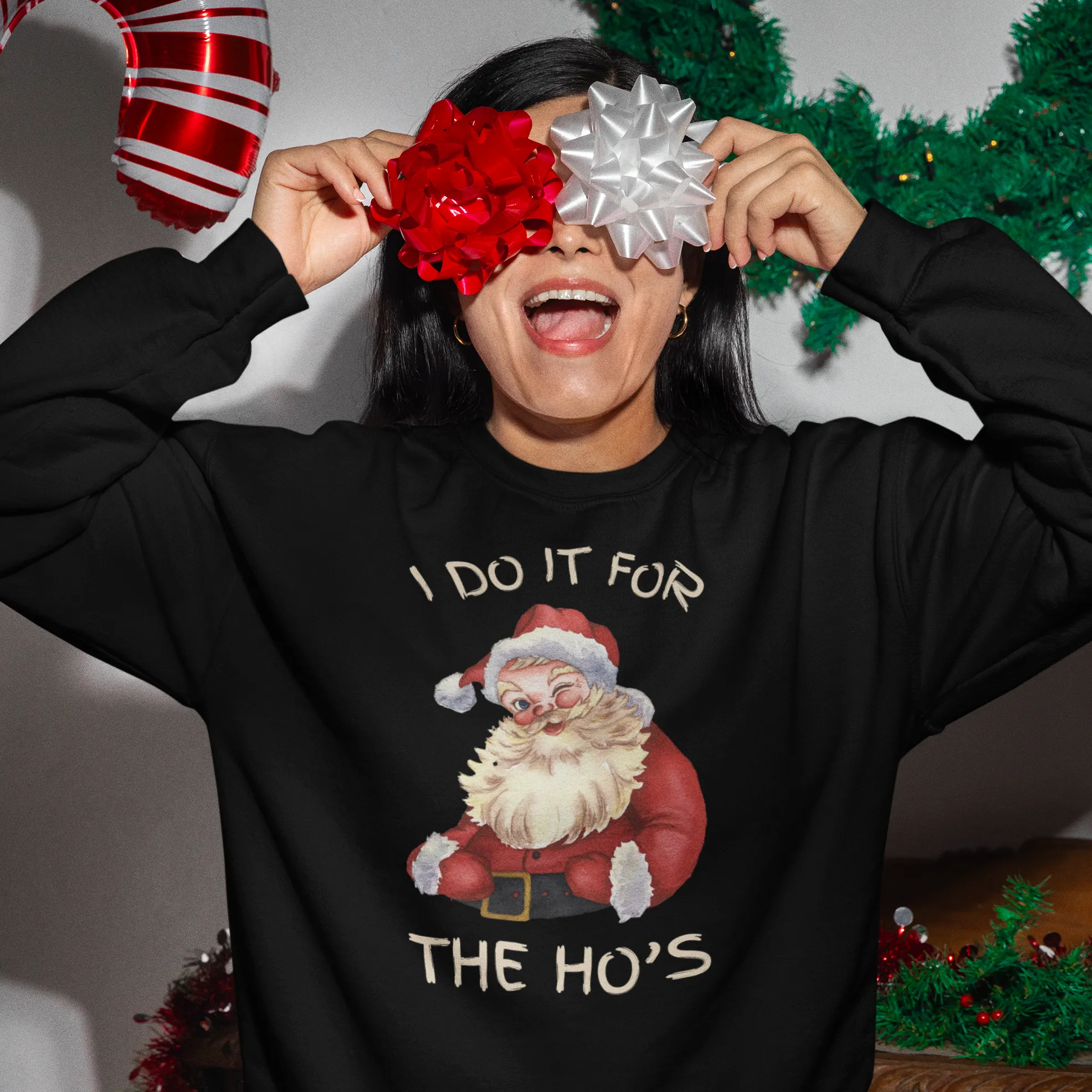 I Do It For The Ho's Christmas Sweatshirt, Christmas Sweatshirt, Womens Christmas Sweatshirt,Christmas Sweatshirts for Women,Christmas Women