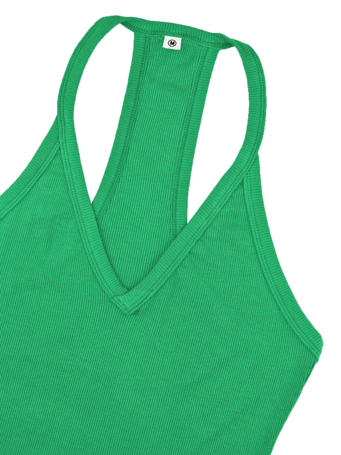 iGENJUN Women Workout Tops Spaghetti Strap Racerback Tank Tops Basic Cute Summer 2024 V Neck Going Out Slim Fit Yoga Gym Ribbed Sleeveless Shirts Clothes Fashion,M,Green