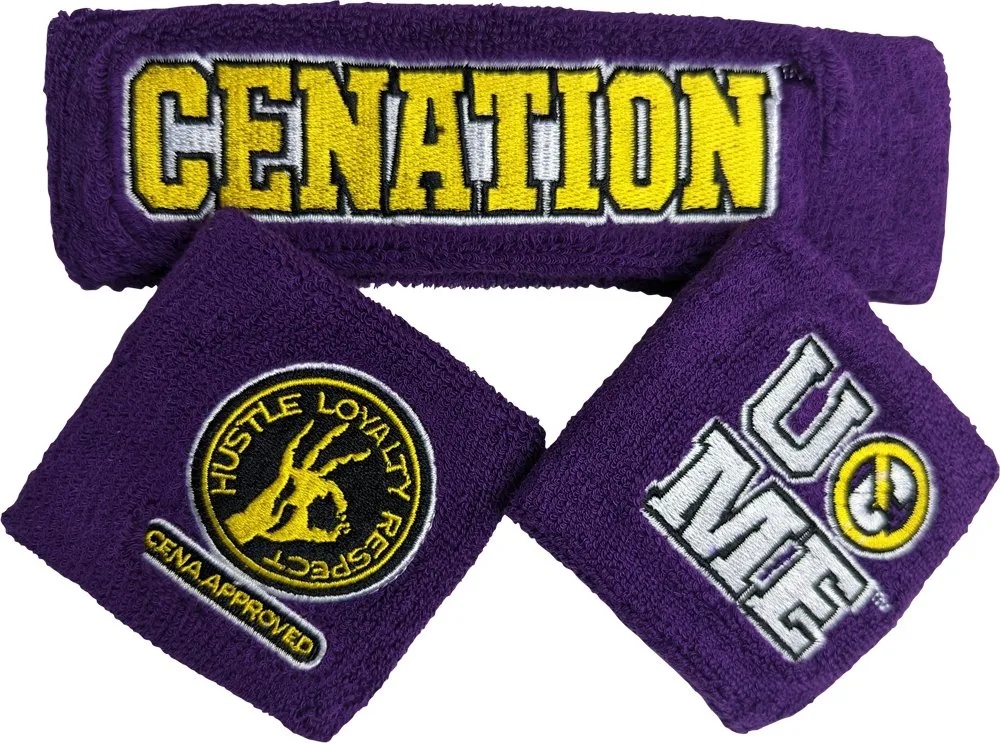 John Cena Mens Purple Costume Hat T-shirt Wristbands