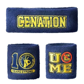 JOHN CENA Ten Years Strong Blue Cenation U Can't See Me Headband Wristbands Set