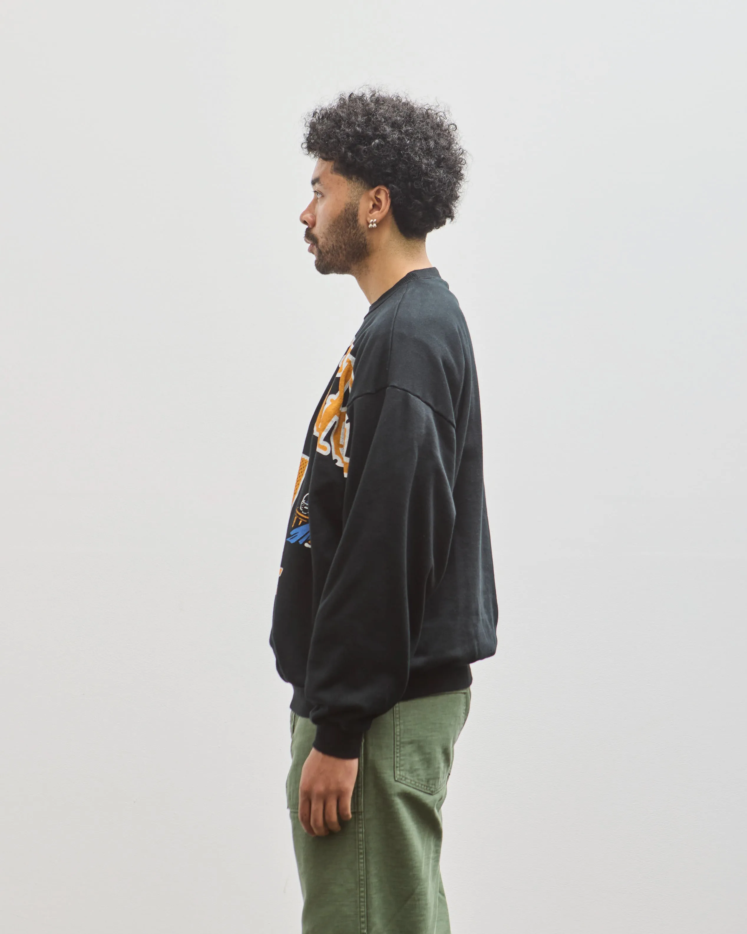 Kapital Unisex 30/-SWT Knit Big Sweat Big Kountry, Black