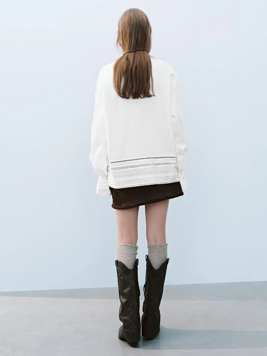 Lace Decor Loose T-Shirts