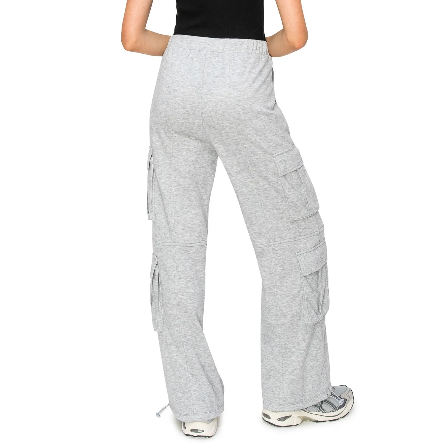 Lazy Sunday Wide Leg Cargo Sweatpants - Heather Grey