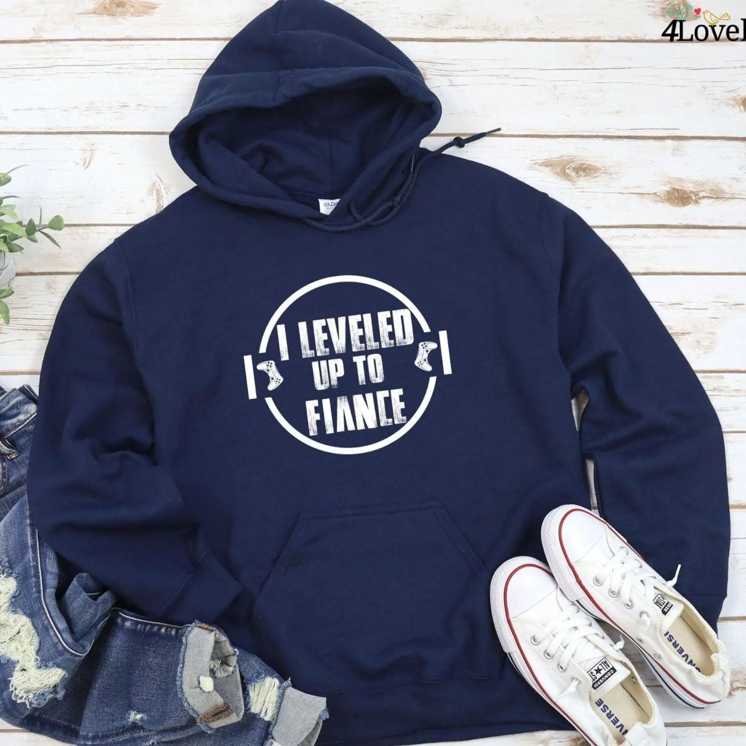 Leveled Up to Fiance/Fiancee Matching Set, Fun Gamer Engagement Gift for Him/Her