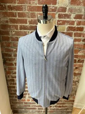 Light Blue Herringbone Premium Bomber Jacket