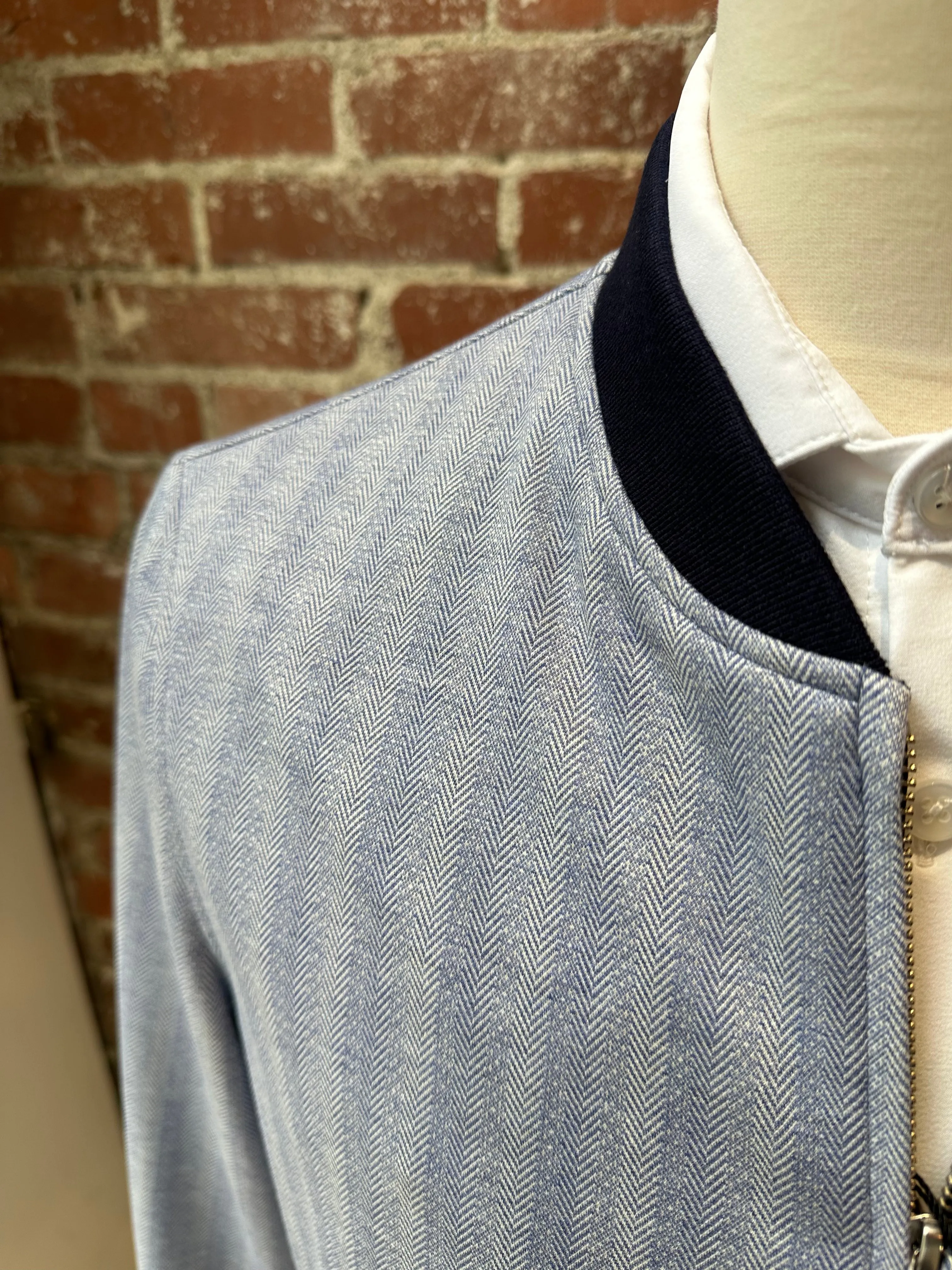 Light Blue Herringbone Premium Bomber Jacket