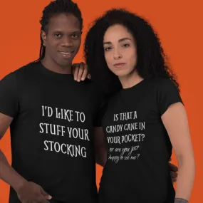 Matching 'Stuff Your Stocking' - 'Candy Cane Pocket? Happy To See Me?' Funny Xmas Set