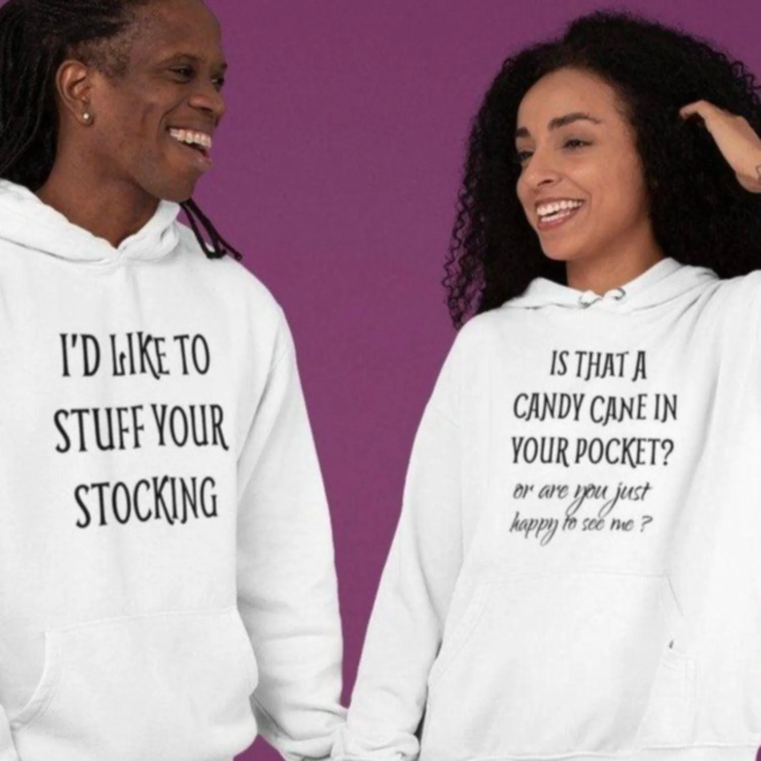 Matching 'Stuff Your Stocking' - 'Candy Cane Pocket? Happy To See Me?' Funny Xmas Set