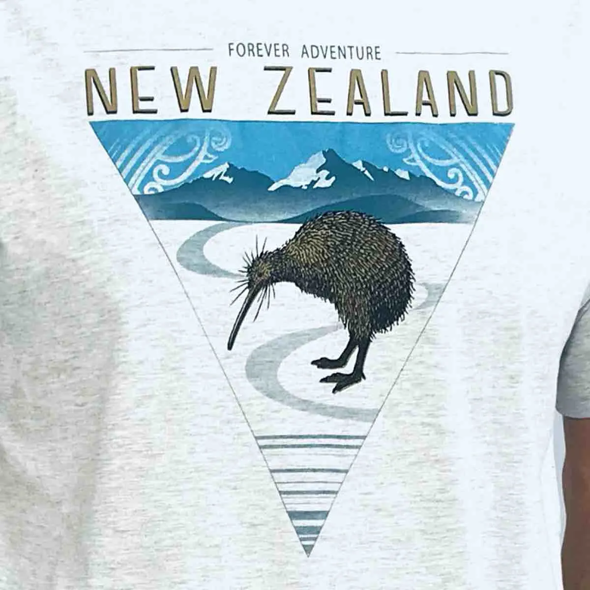 Mens New Zealand T Shirt - Kiwi and Mountains