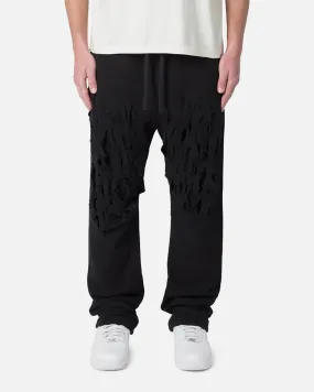 MNML Shred Layered Baggy Sweatpants Black