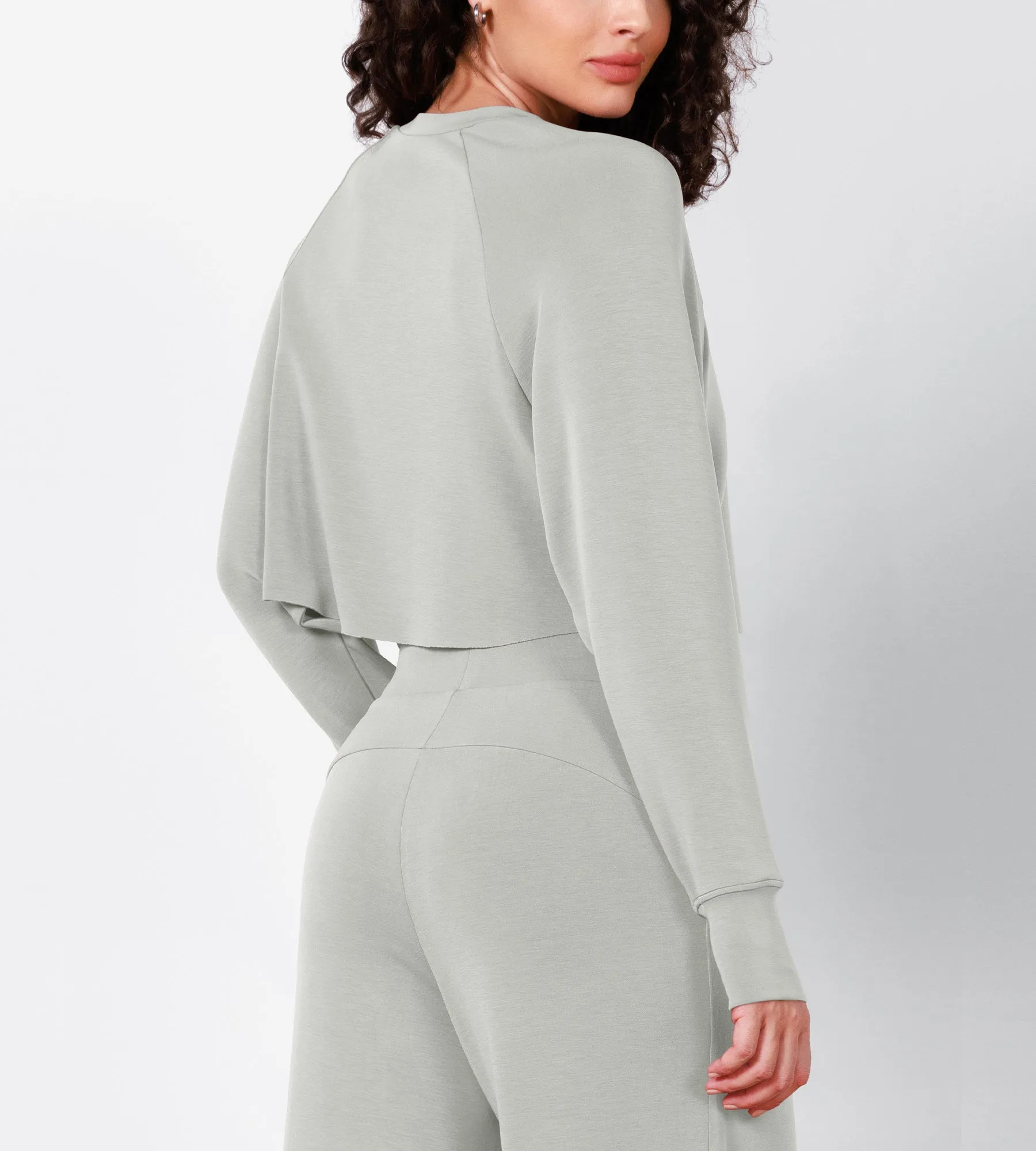 Modal Soft Long Sleeve Cropped Sweatshirts with Thumb Hole