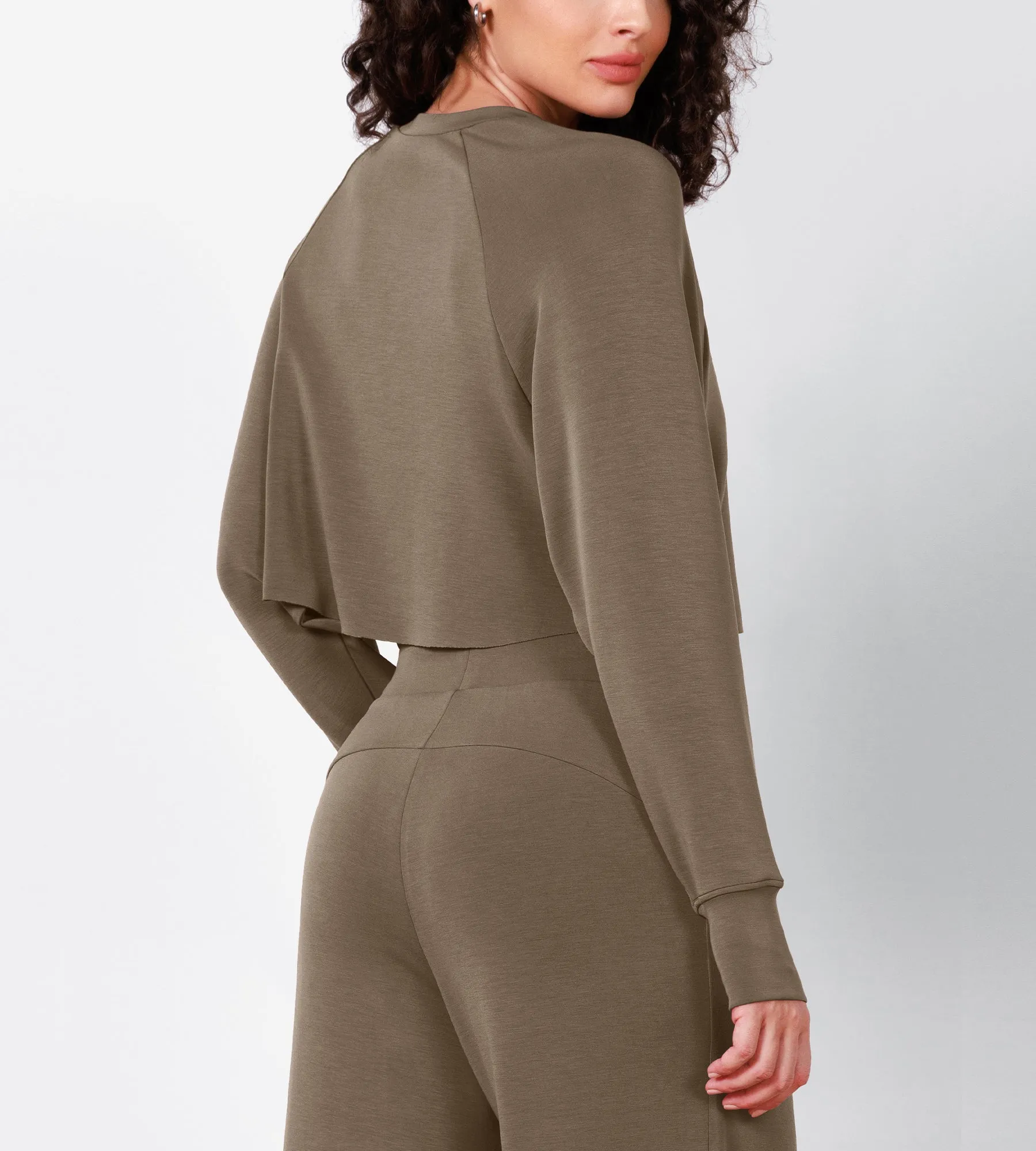 Modal Soft Long Sleeve Cropped Sweatshirts with Thumb Hole