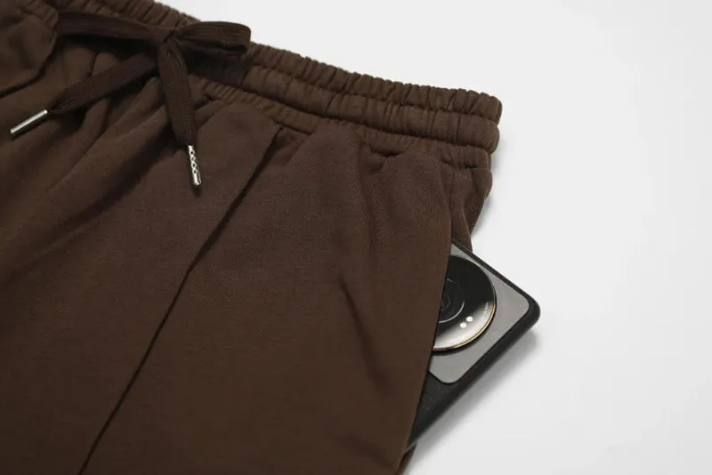 Moody Solid Color Stretchy Turtleneck Long Sleeve And Patchwork Sweatpants Set