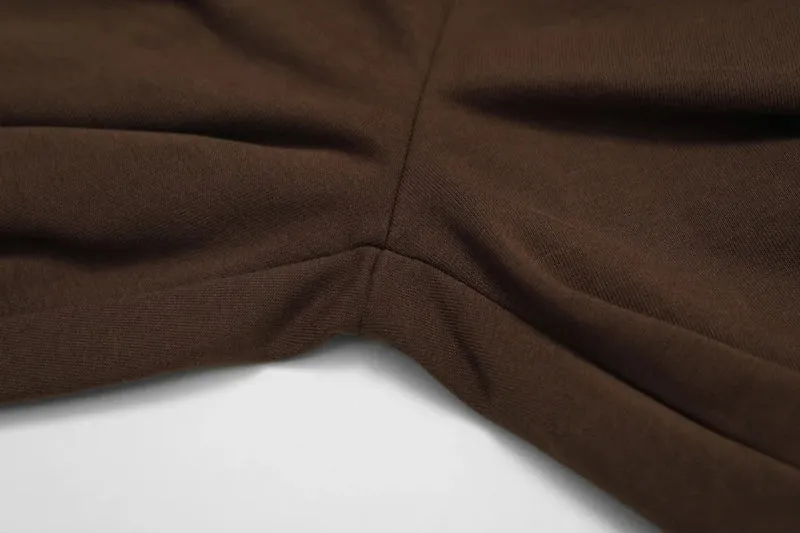 Moody Solid Color Stretchy Turtleneck Long Sleeve And Patchwork Sweatpants Set
