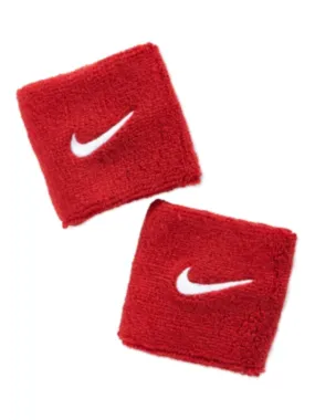Nike Red with White Logo Swoosh 2.5" Wristbands Set (2 Pack)