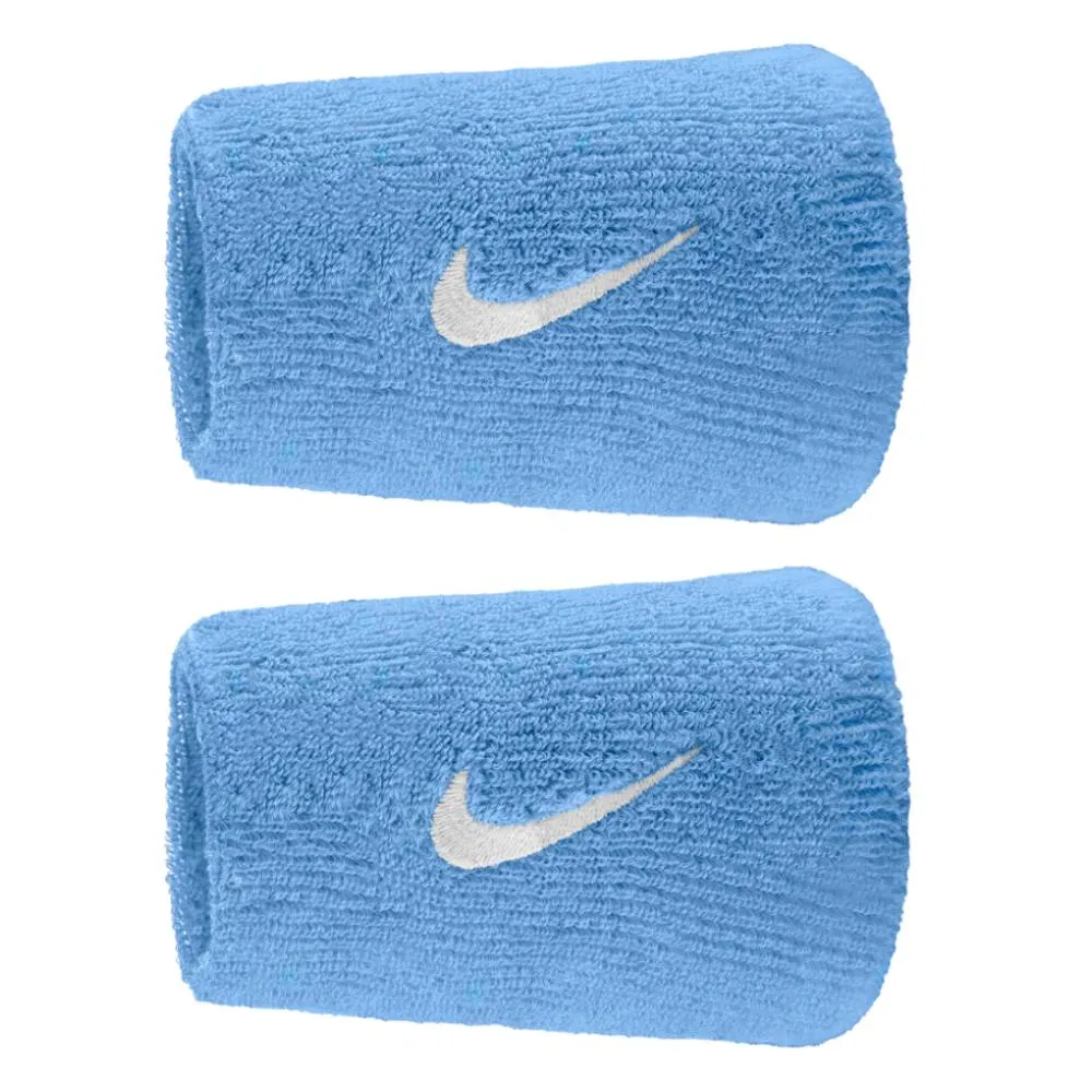 Nike Swoosh Doublewide Wristbands 2 Pack (University Blue/White)