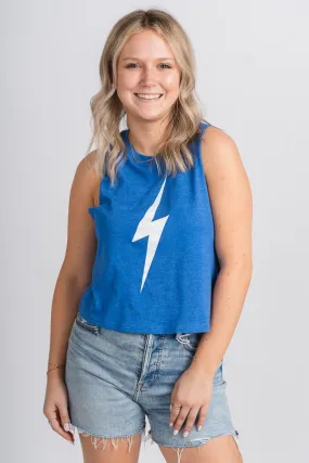 OKC bolt crop tank top royal blue