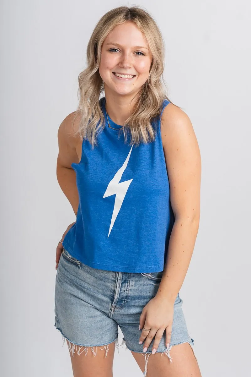 OKC bolt crop tank top royal blue