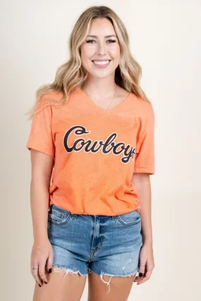 OSU Cowboys classic script v-neck t-shirt orange
