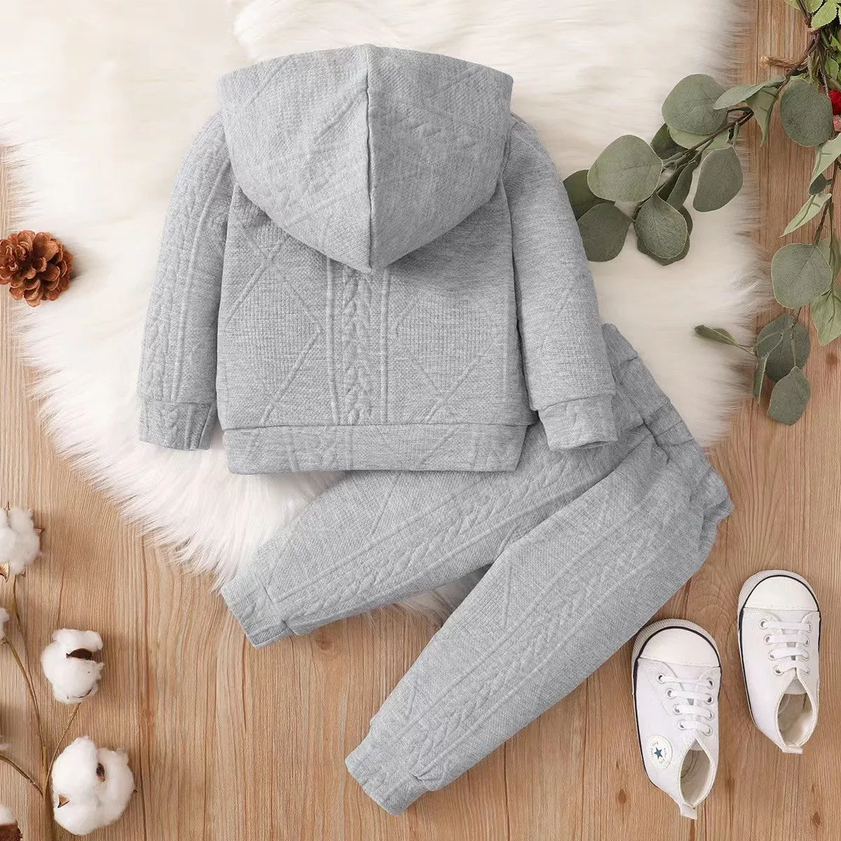 Patterned Hoodie and Sweatpants Set